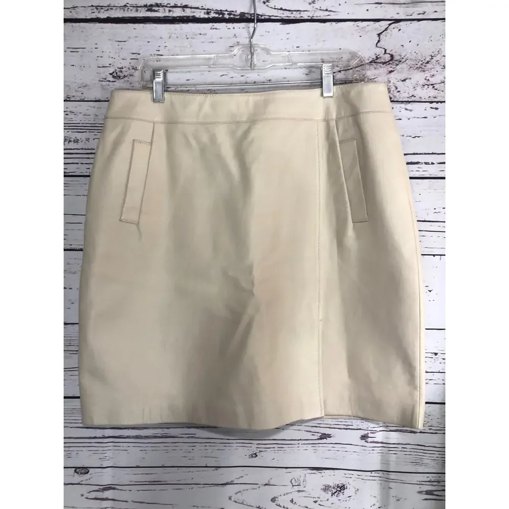 American Vintage Y2K Margaret Godfrey leather ivory skirt size 14